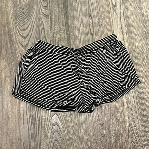 Eberjey Pajama Shorts Striped Drawstring Loungewear Pockets Black White Medium - Picture 1 of 6
